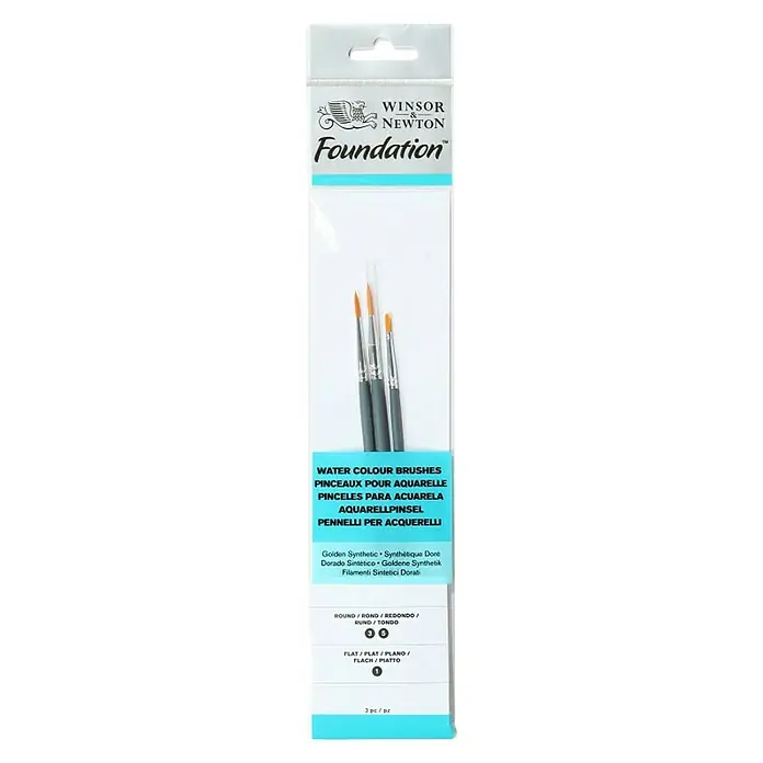 Winsor & Newton Künstlerpinsel-Set Foundation - 3 -tlg., Größe Pinsel: 1, 3, 5, Kunsthaar - Draufsicht