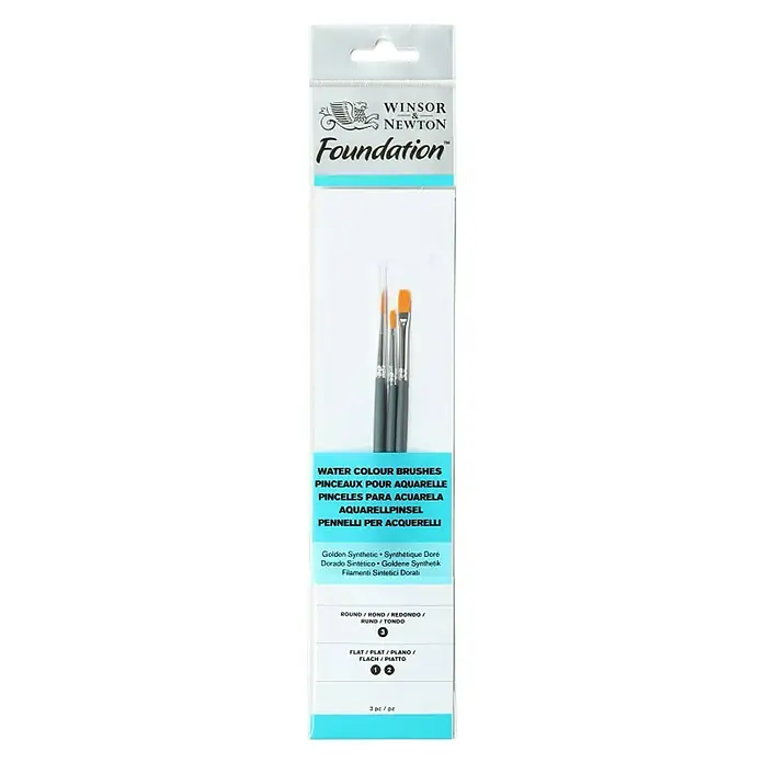 Winsor & Newton Künstlerpinsel-Set Foundation - 3 -tlg., Größe Pinsel: 1, 2, 3, Kunsthaar - Draufsicht