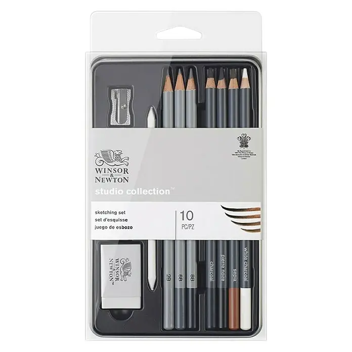 Winsor & Newton Zeichenstift-Set Sketch - 10 -tlg., Farbig sortiert - Draufsicht