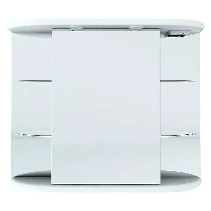 Baden Haus Kupaonski ormarić s LED ogledalom Alba - Š x V: 88 x 65,5 cm, S osvjetljenjem, Iveral, Bijele boje - Pogled sprijeda