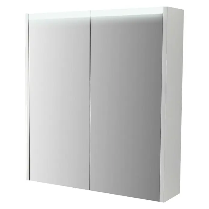 Baden Haus Kupaonski ormarić s LED ogledalom Paris - Š x V: 60 x 67 cm, S osvjetljenjem, Iveral, Bijele boje - Dijagonalni pogled