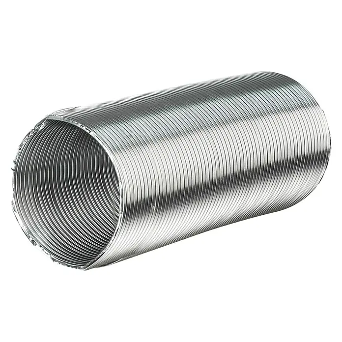 Fleksibilna cijev - Promjer: 120 mm, Duljina: 2.000 mm, Aluminij, Srebrne boje - Dijagonalni pogled