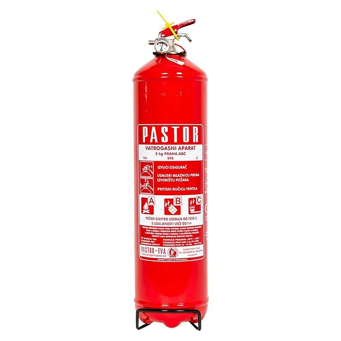 Pastor Vatrogasni aparat P3A - 3 kg, Prah - Pogled sprijeda