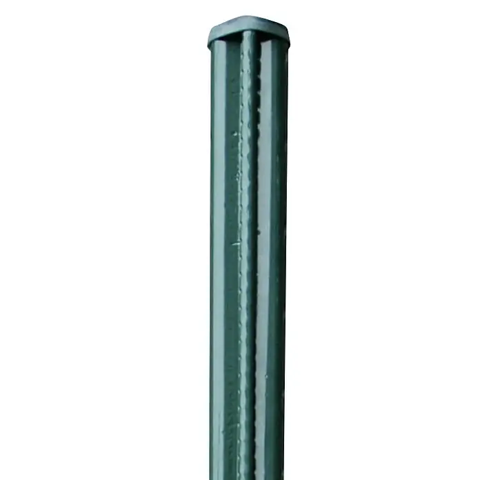 Stup za ograde - Visina: 200 cm, Promjer: 48 mm, Zelene boje, Metal - Pogled sprijeda
