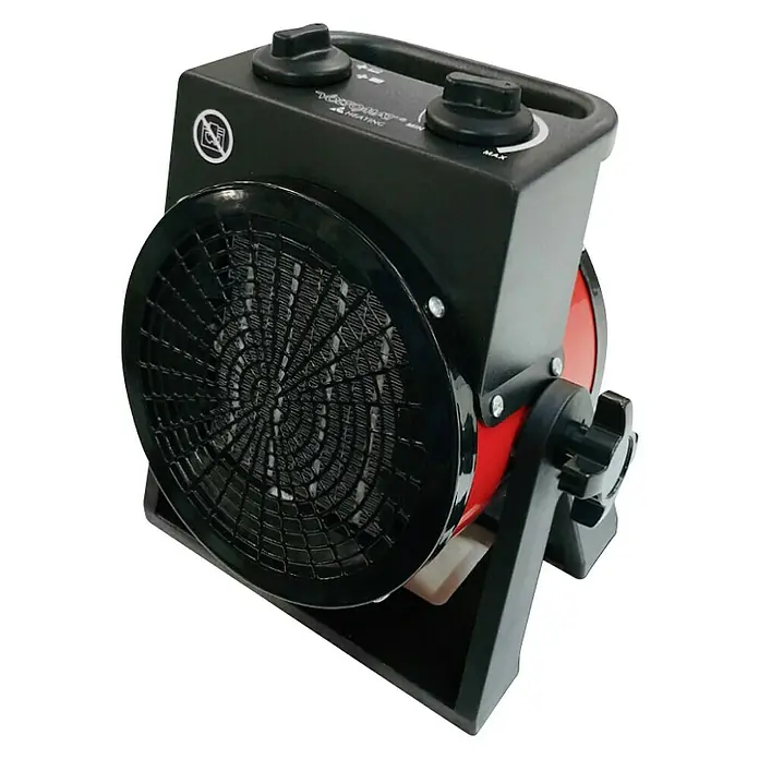 Voltomat HEATING Calefactor cerámico - 2.000 W, Rojo/Negro, 12,5 x 22,7 x 24 cm - Vista angular