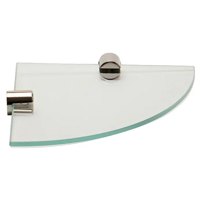 Staklena polica za kupaonicu Inox - 17 x 17 cm, Plemeniti čelik, Prozirno - Dijagonalni pogled