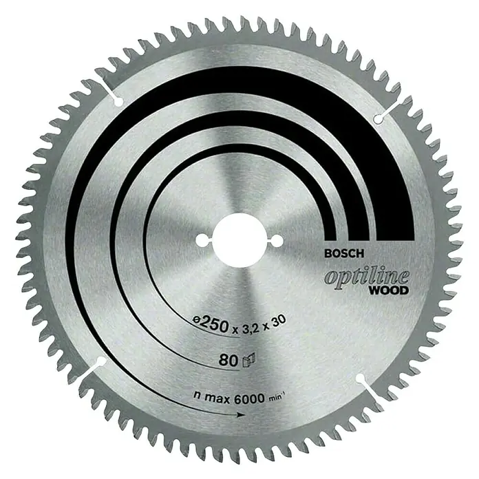 Bosch List za kružnu pilu - 250 mm, Provrt: 30 mm, 80 zubaca - Pogled s gornje strane
