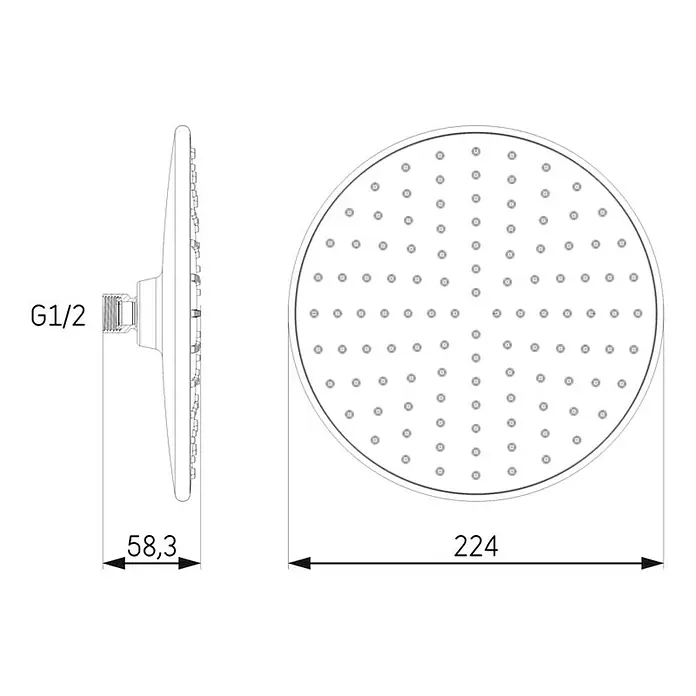 Camargue Stropna tuš ruža Samso Amager - Krom, Promjer: 22 cm - Skica