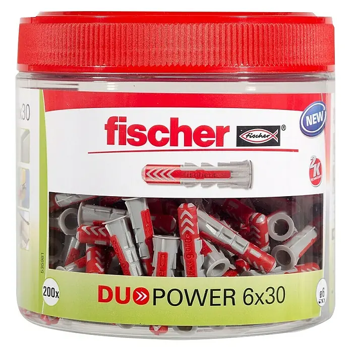 Fischer Komplet tipli Duopower 6x30 NV - Promjer tiple: 6 mm, Duljina tiple: 30 mm, 200 kom - Pogled sprijeda
