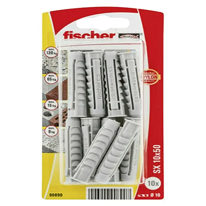 Univerzalne tiple Fischer - Duljina tiple: 50 mm, Promjer tiple: 10 mm, Sadržaj: 10 kom - Pogled s gornje strane