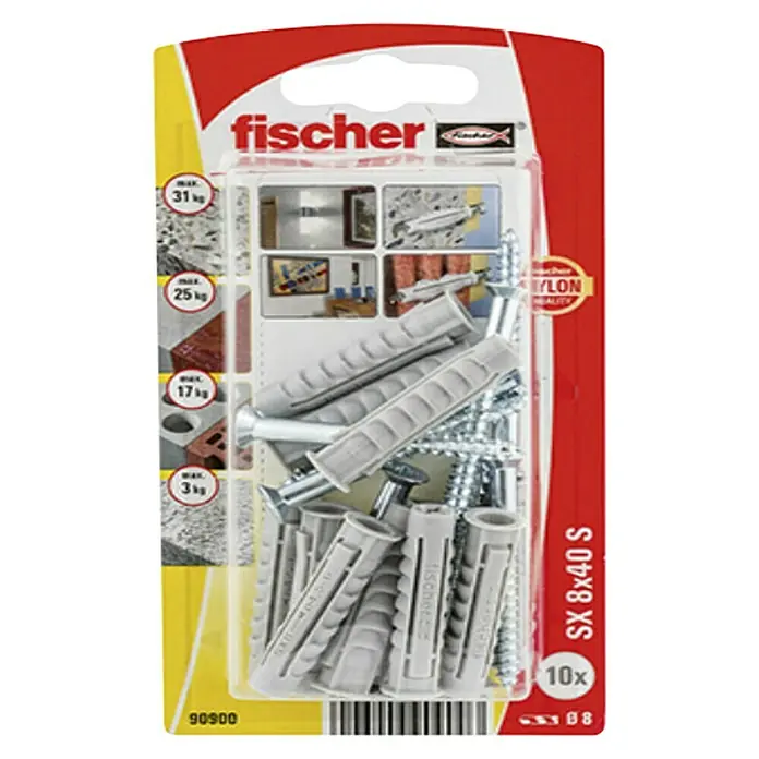Tiple s vijcima Fischer - Promjer tiple: 8 mm, Duljina tiple: 40 mm, Sadržaj: 10 kom - Pogled s gornje strane