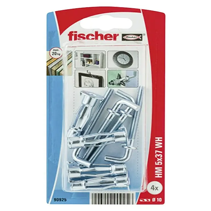 Set metalnih tipli za šuplje građevinske materijale Fischer HM - Promjer tiple: 5 mm, Duljina tiple: 37 mm, Prikladno za: Pločasti građevinski materijali i šupljine, Uključujući vijke/kuke: S vijcima/kukama - Pogled s gornje strane