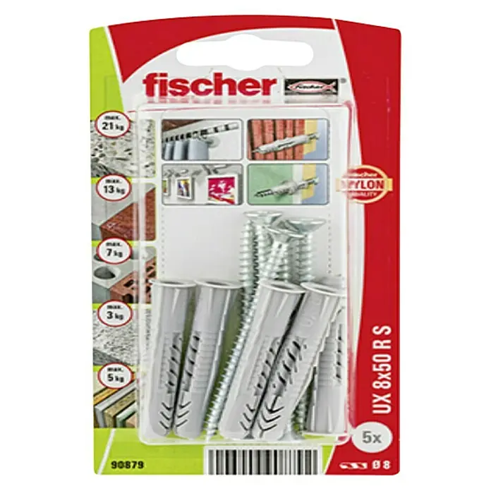 Univerzalne tiple Fischer UX s vijcima - Promjer tiple: 8 mm, Duljina tiple: 50 mm, Sadržaj: 5 kom - Pogled s gornje strane