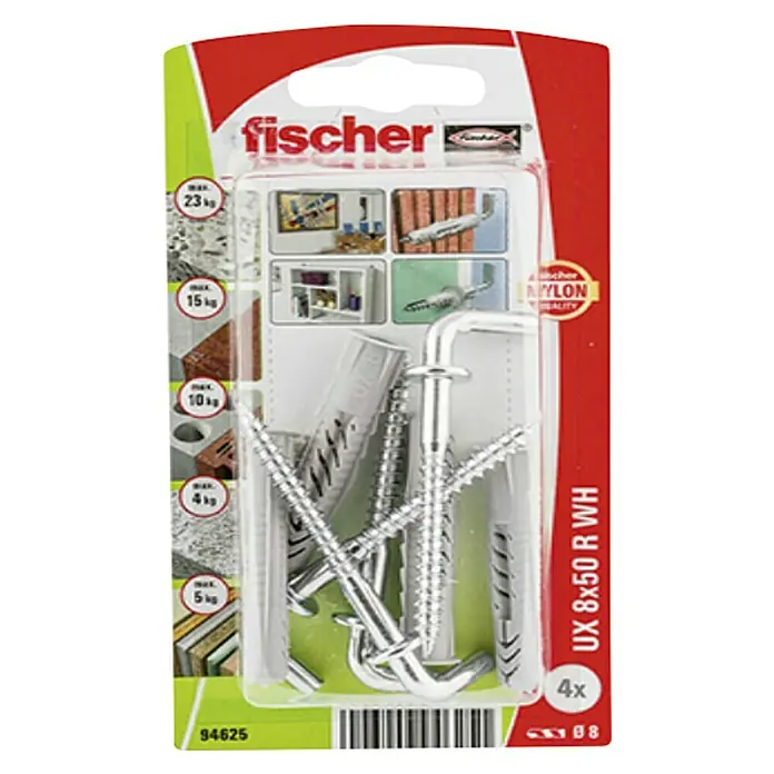 Univerzalne tiple Fischer UX s vijcima - Promjer tiple: 8 mm, Duljina tiple: 50 mm, Sadržaj: 4 kom - Pogled s gornje strane