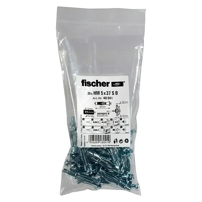 Fischer Metalna tipla za šupljine - Ø x D: 10 x 37 mm, Dubina bušenja: 47 mm, 20 kom - Pogled s gornje strane