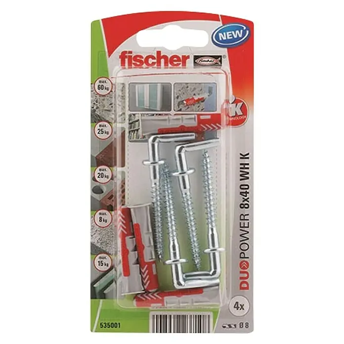 Fischer Duopower Set univerzalnih tipli - Promjer tiple: 8 mm, Duljina tiple: 40 mm, 4 kom - Pogled s gornje strane