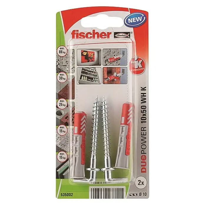 Fischer Duopower Set univerzalnih tipli - Promjer tiple: 10 mm, Duljina tiple: 50 mm, 2 kom - Pogled s gornje strane