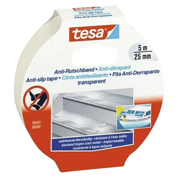 Tesa Protuklizna ljepljiva traka - Prozirno-bijelo, 5 m x 25 mm - Dijagonalni pogled