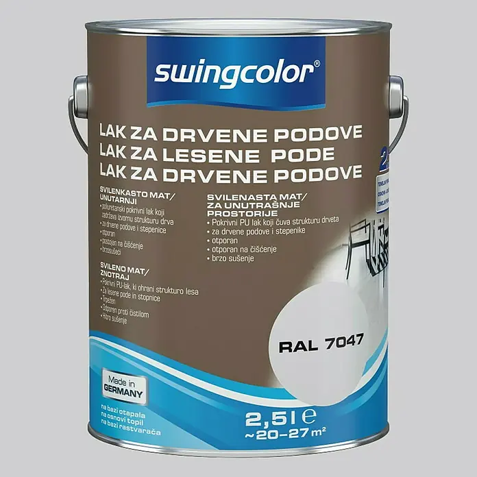 swingcolor Lak za drveni pod Swingcolor - Sive boje, 2,5 l, Svilenkasti mat, Na bazi otapala - Detaljan prikaz