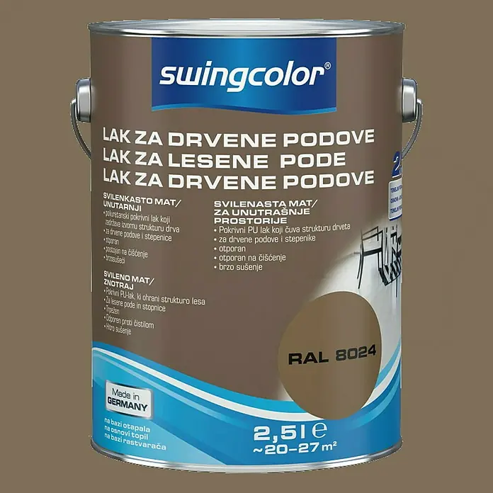 swingcolor Lak za drveni pod Swingcolor - Smeđe boje, 2,5 l, Svilenkasti mat, Na bazi otapala - Detaljan prikaz