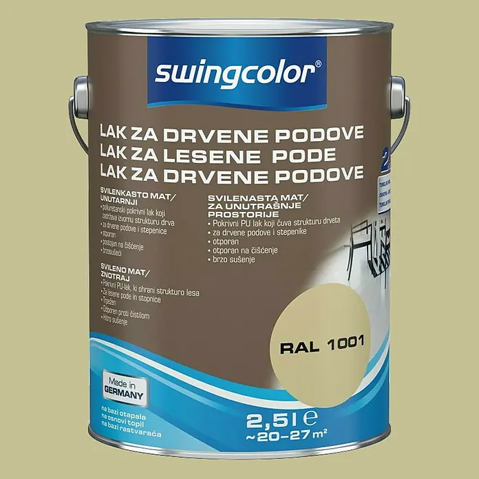 Lak za drveni pod Swingcolor - Bež boje, 2,5 l, Svilenkasti mat, Na bazi otapala - Detaljan prikaz