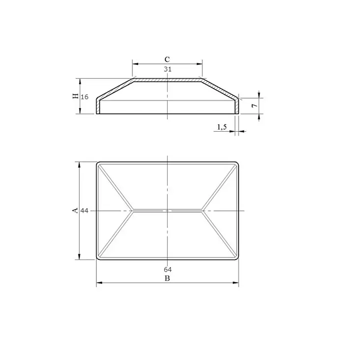 Kapica za stup - 64 x 44 mm - Skica