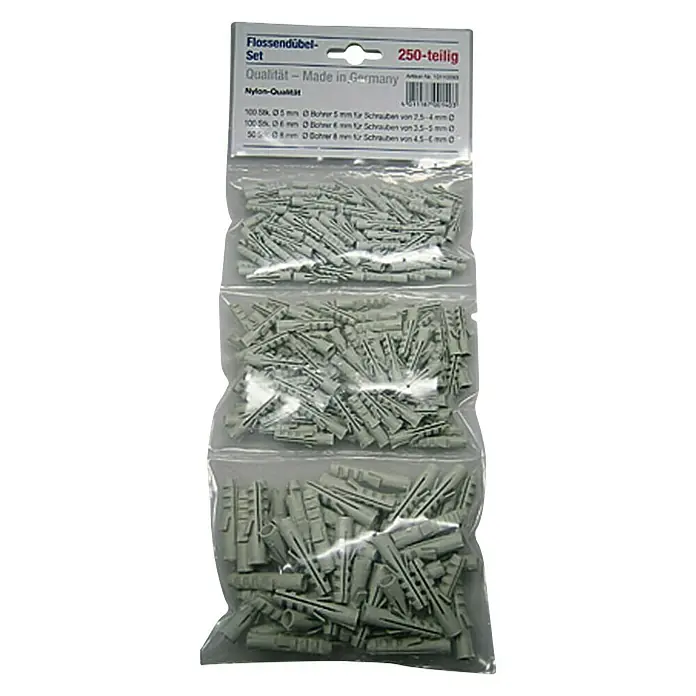 Komplet tipli - Promjer tiple: 8 mm, Duljina tiple: 50 mm, 100 kom, Najlon - Pogled odozgo