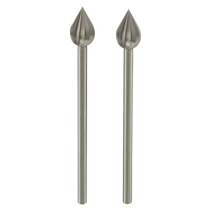 Proxxon Štift za glodanje No 28724 - 6 mm, u obliku plamena, 2 Kom., Volfram-vanadij čelik - Pogled sprijeda