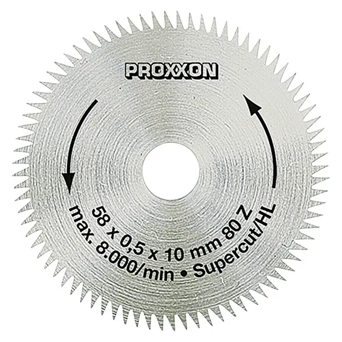 Proxxon List za kružnu pilu Super Cut No 28014 - Promjer: 58 mm, Promjer provrta prihvatnika: 10 mm, Krom – vanadij – čelik - Pogled s gornje strane