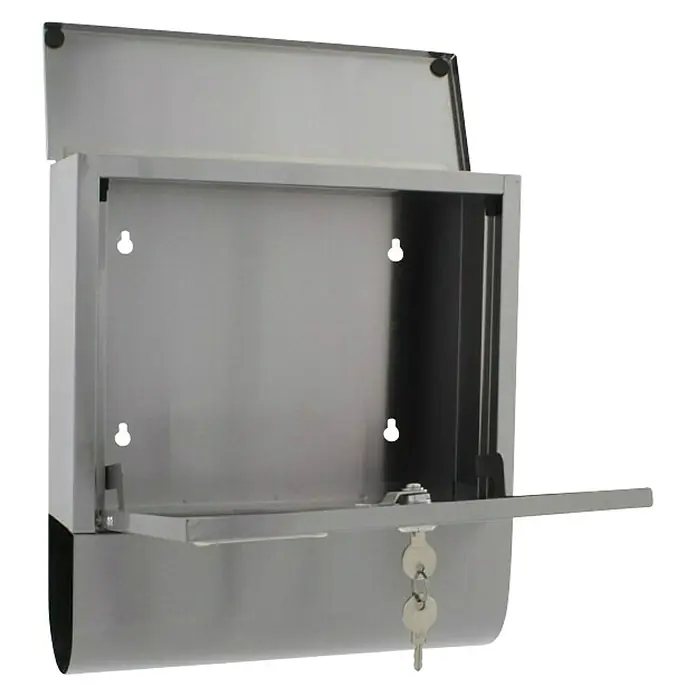 Rottner Poštanski sandučić Costa - Metal, 10 x 30,5 x 33,5 cm, Plemeniti čelik - Dijagonalni pogled