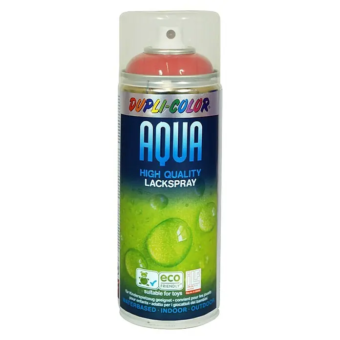 Dupli-Color Aqua Lak u spreju - Plameno crvene boje, Visokog sjaja, 350 ml - Pogled sprijeda