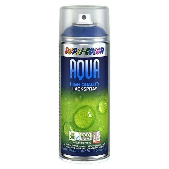 Dupli-Color Aqua Lak u spreju - Encijan plave boje, Visokog sjaja, 350 ml - Pogled sprijeda