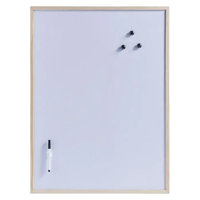 Zeller Present Magnetna ploča za pisanje - 80 cm x 60 cm x 14 mm, Metal, Natur, 1 x Magnetna ploča, 3 magneta, 1 x Olovka s držačem, 1 x Nosač - Pogled sprijeda