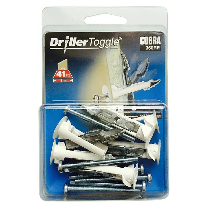 Cobra Tiple za gipsane ploče Drillertoggle - Ø x D: 4 x 50 mm, Opteretivost: Maks. 50 kg, 6 kom, Plastika - Pogled odozgo