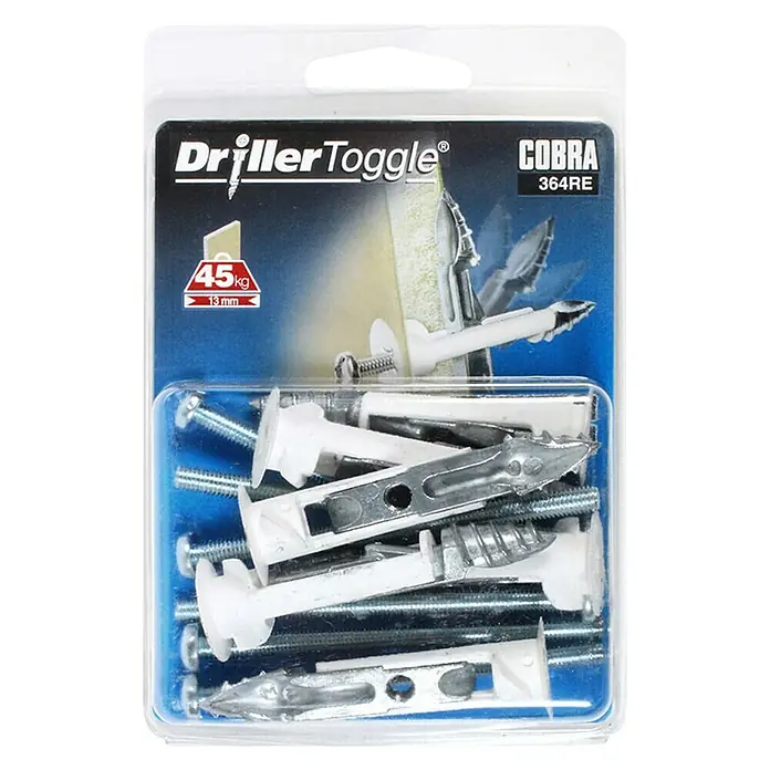 Cobra Tiple za gipsane ploče Drillertoggle - Ø x D: 5 x 75 mm, Opteretivost: Maks. 50 kg, 6 kom, Plastika - Pogled s gornje strane