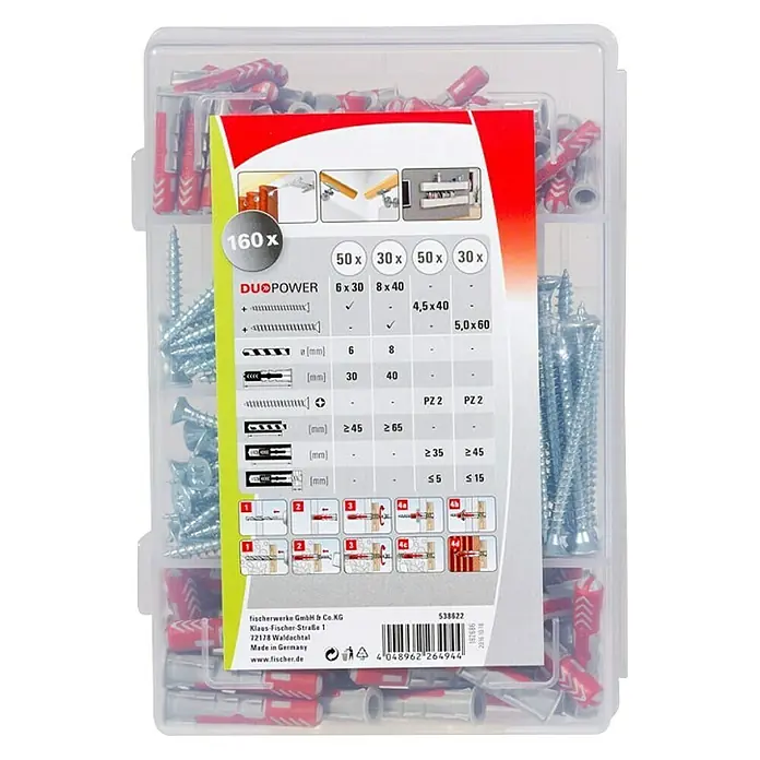Fischer Duopower Set vijaka s tiplama - 160-dij. - Pogled odozgo