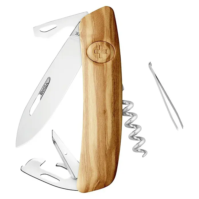 Swiza Taschenmesser D03 - Klingenlänge: 75 mm, Holzoptik - Linke Seitenansicht