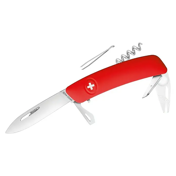Swiza Taschenmesser Tick Tool 03 - Klingenlänge: 75 mm, Rot - Linke Seitenansicht