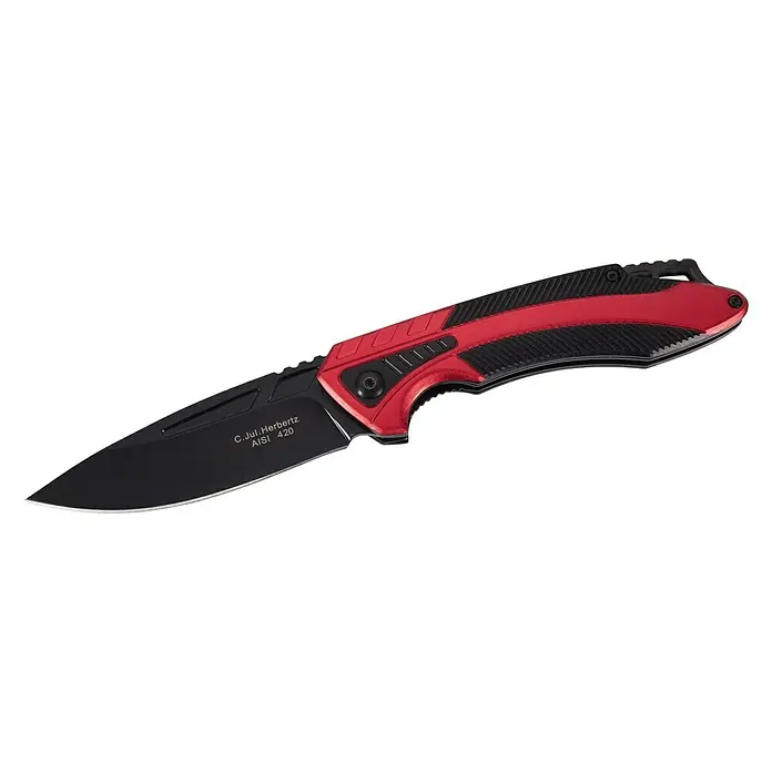 Herbertz Taschenmesser Alu - Klingenlänge: 90 mm, Rot/Schwarz - Linke Seitenansicht