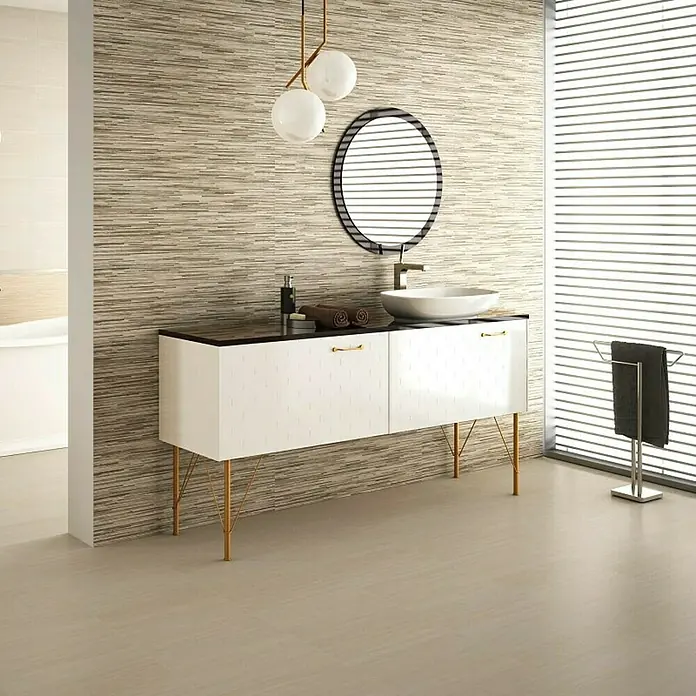 Zidna pločica Layers Jet - 30 x 90 cm, Bež boje, Mat - Živopisni prikaz