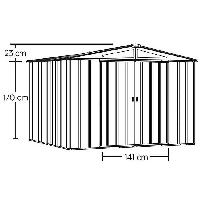 Metalna vrtna kućica Spacemaker - D x Š: 241,9 x 313,1 cm, Debljina stijenke: 0,26 mm - Detaljan prikaz