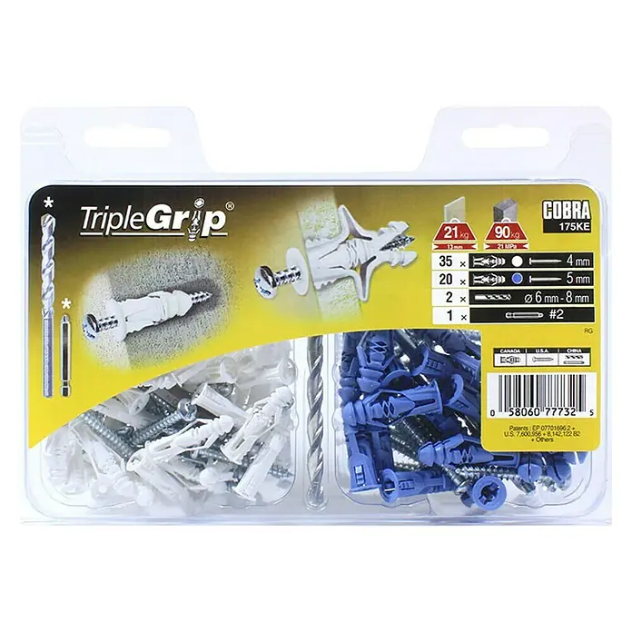 Cobra Universaldübel Triple Grip - 40 Stk. - Ansicht von oben
