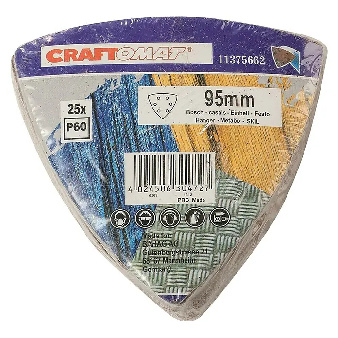Craftomat Set Delta brusnih listova Sparpack - Granulacija: 60, Duljina: 95 mm, 25 -dij. - Pogled odozgo