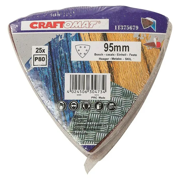 Craftomat Set Delta brusnih listova Sparpack - Granulacija: 80, Duljina: 95 mm, 25 -dij. - Pogled odozgo