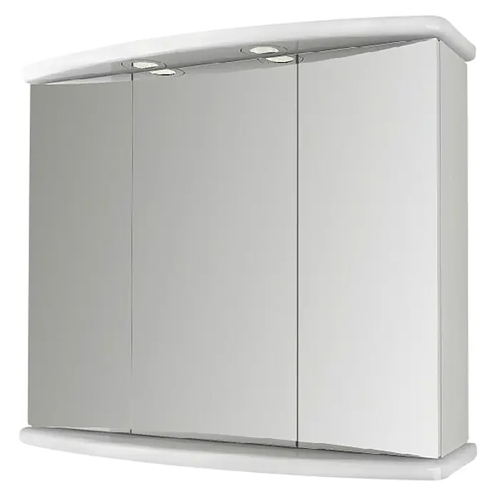 Baden Haus Kupaonski ormarić s LED ogledalom Ascoli - Š x V: 77 x 66 cm, S osvjetljenjem, Boja korpusa: Bijele boje - Dijagonalni pogled