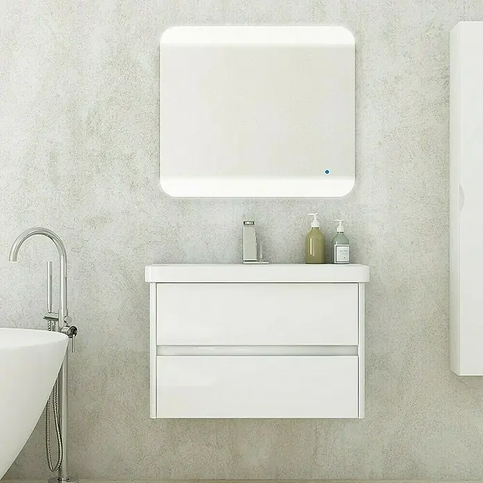 Baden Haus Kupaonski ormarić za nasadni umivaonik Saturn - D x Š x V: 80 x 44 x 50 cm, Bijele boje, Sjaj - Živopisni prikaz