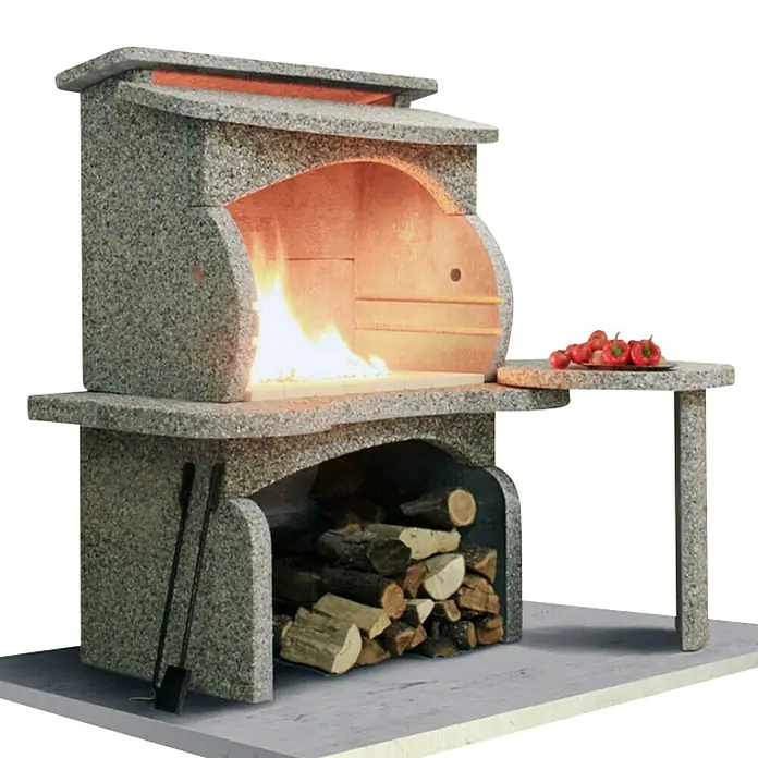 Kamin za roštiljanje Mino - Dimenzija ložišta: 102 x 62 cm - Dijagonalni pogled