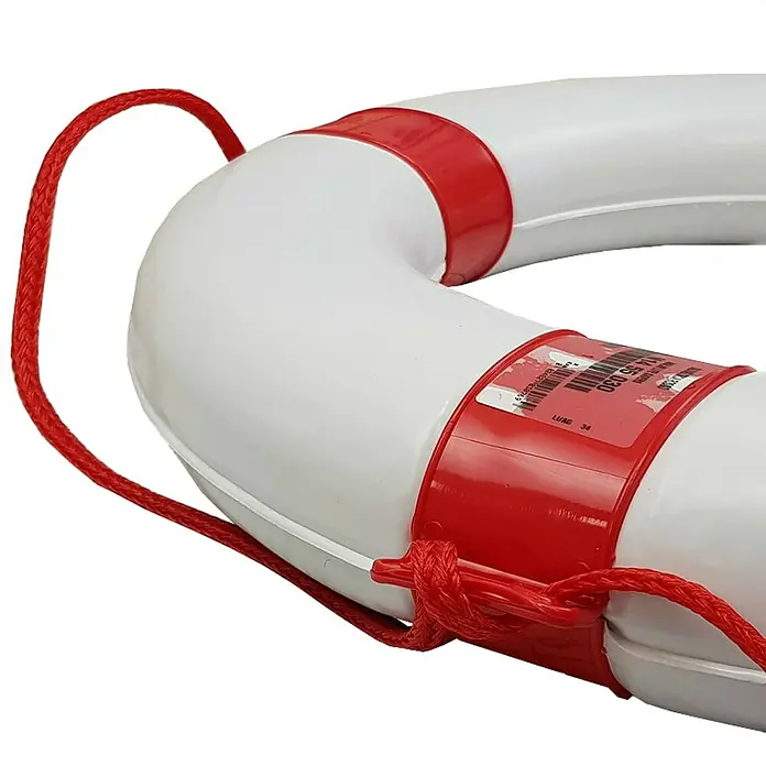Obruč za spašavanje ORCA - Unutarnji promjer: 35 cm, Vanjski promjer: 57 cm, Bijelo-crvene boje - Detaljan prikaz