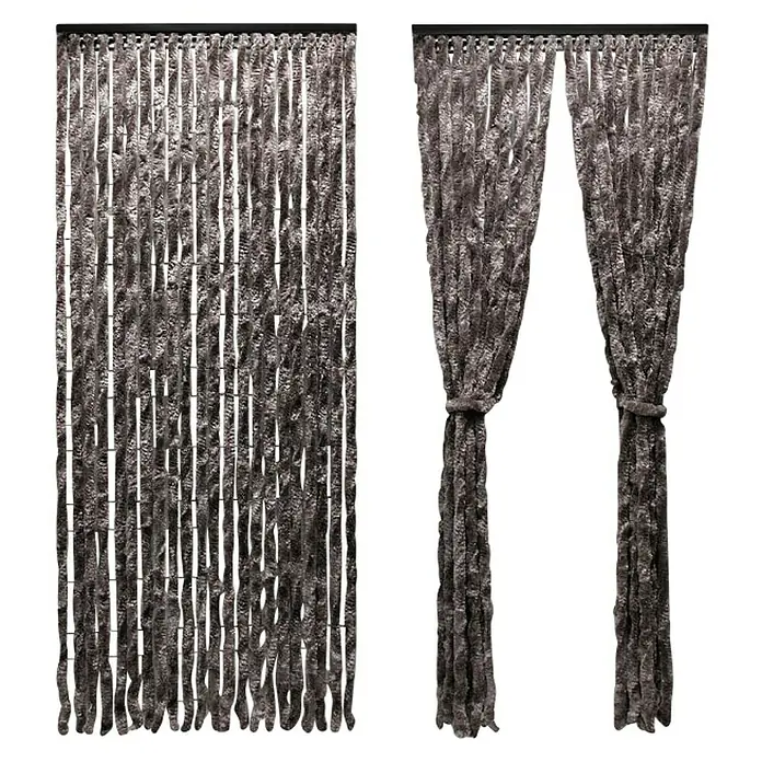 Zavjesa za vrata - 100 x 200 cm, Srebrnosive boje - Pogled sprijeda