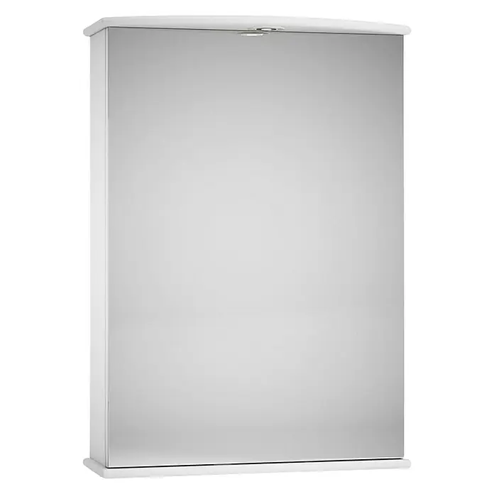 Kupaonski ormarić s LED ogledalom Orion - Š x V: 52 x 74,5 cm, S osvjetljenjem, MDF, Bijele boje - Dijagonalni pogled
